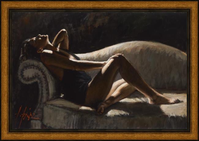 Framed Fabian Perez paola on thhe couch painting