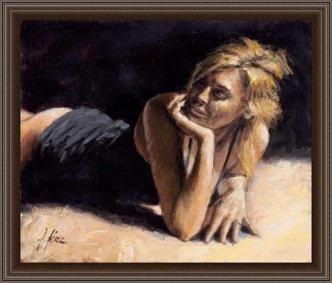 Framed Fabian Perez second blonde painting