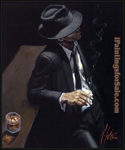 Framed Fabian Perez study for man in black suit ii painting