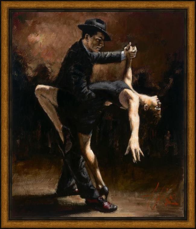 Framed Fabian Perez study for tango viii painting