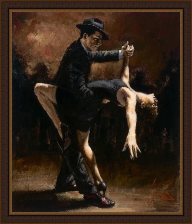 Framed Fabian Perez study for tango viii painting