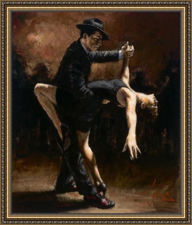 Framed Fabian Perez study for tango viii painting