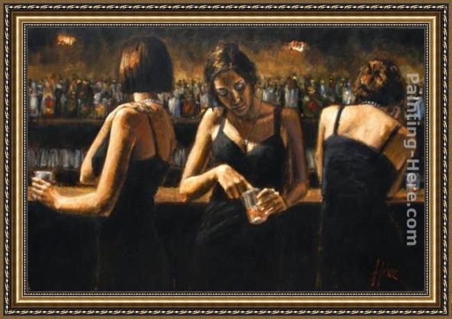 Framed Fabian Perez study for three girls at the bar painting