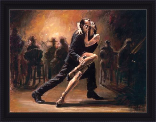 Framed Fabian Perez tango painting