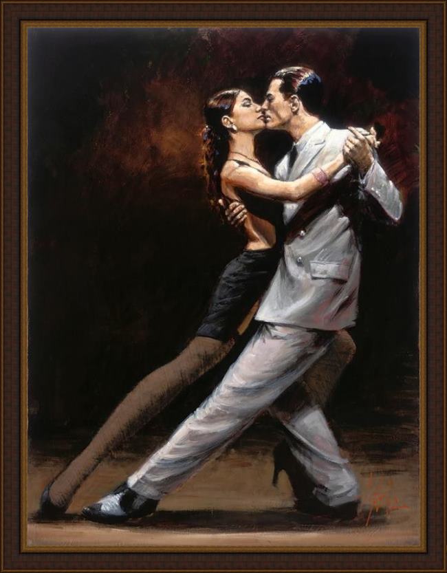 Framed Fabian Perez tango in paris painting