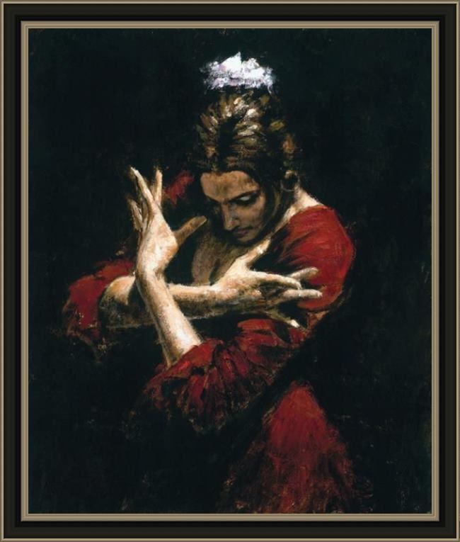 Framed Fabian Perez terciopelo rojo painting