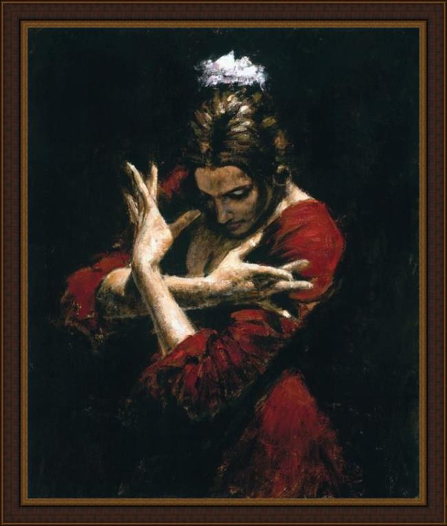 Framed Fabian Perez terciopelo rojo painting