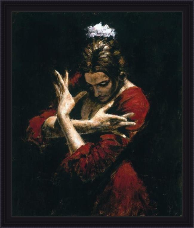 Framed Fabian Perez terciopelo rojo painting