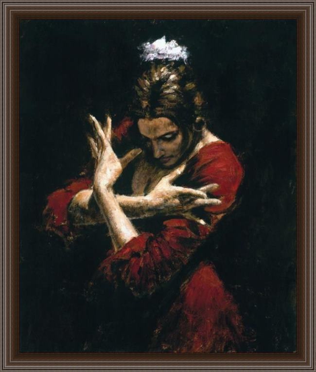 Framed Fabian Perez terciopelo rojo painting