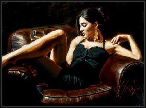 Framed Fabian Perez tess ii painting