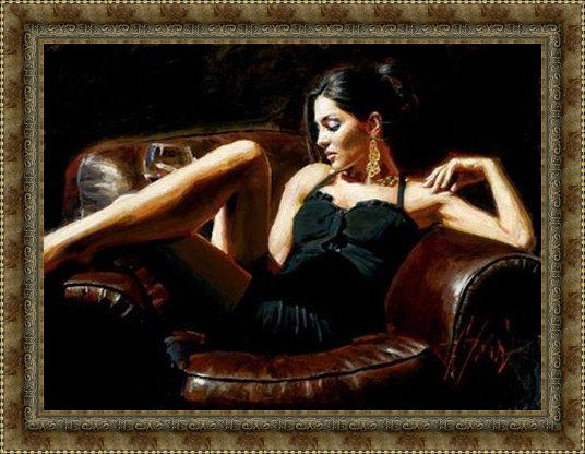 Framed Fabian Perez tess ii painting