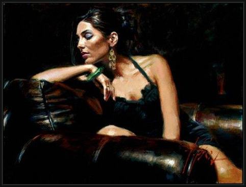 Framed Fabian Perez tess iii painting