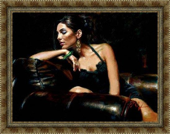 Framed Fabian Perez tess iii painting