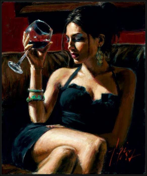 Framed Fabian Perez tess iv painting