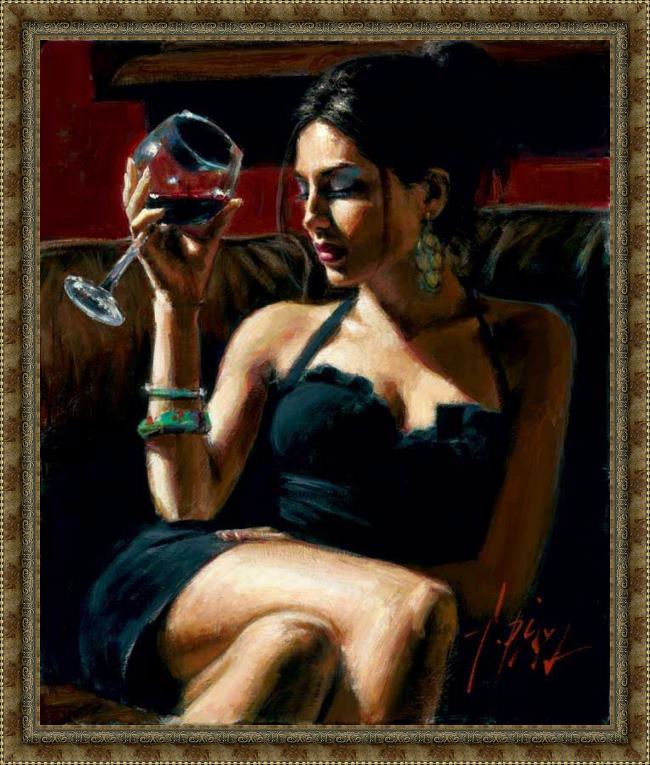 Framed Fabian Perez tess iv painting