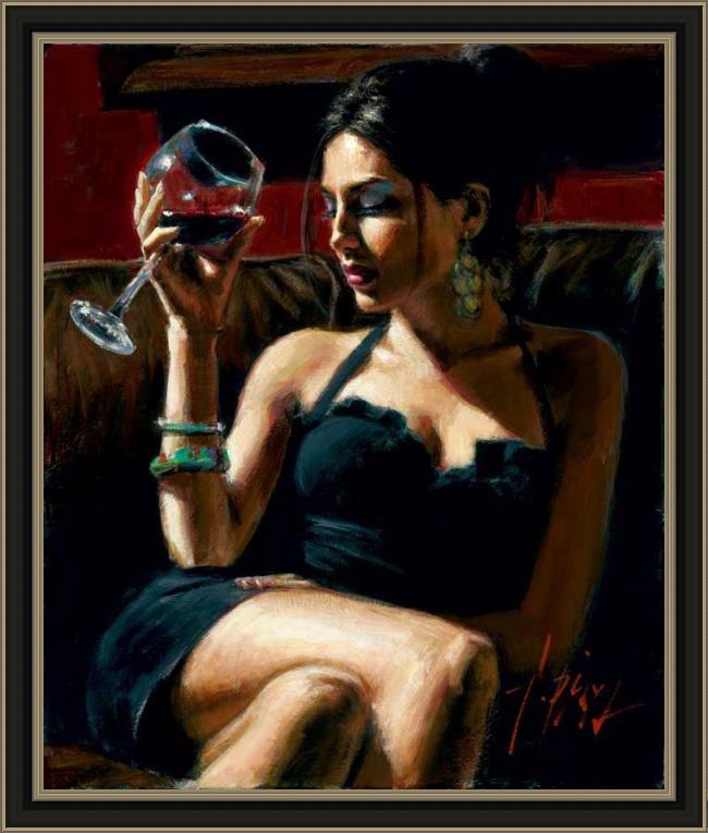 Framed Fabian Perez tess iv painting