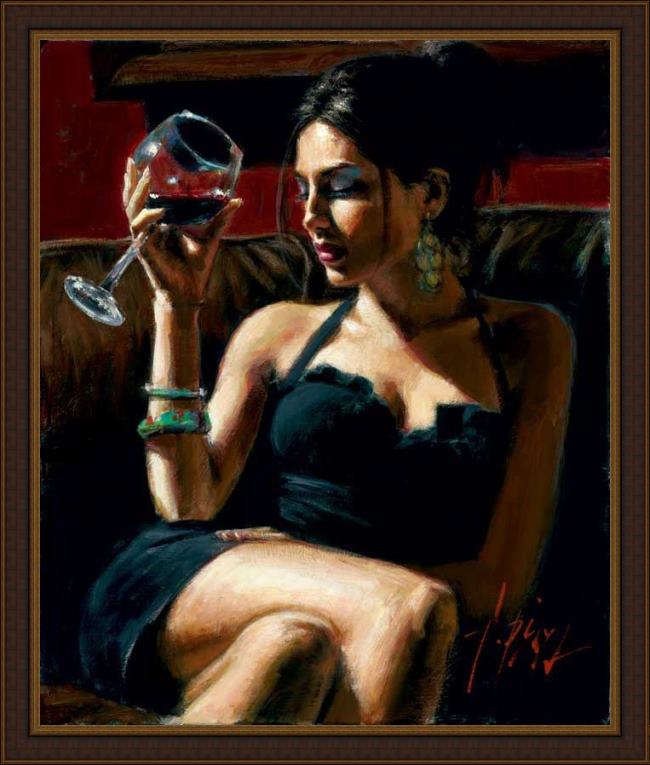 Framed Fabian Perez tess iv painting