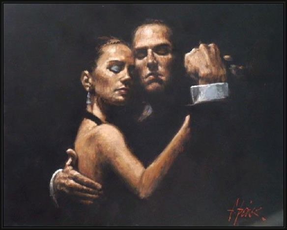 Framed Fabian Perez the face of tango ii painting