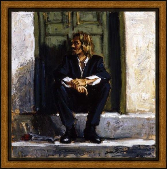 Framed Fabian Perez waiting for the romance to come painting