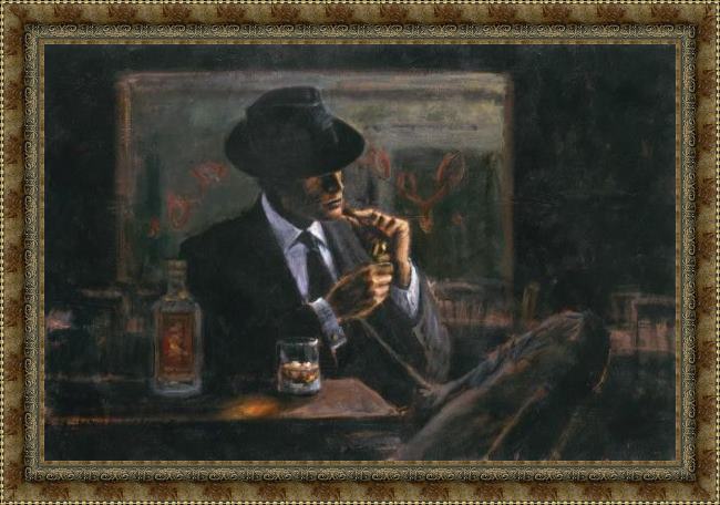 Framed Fabian Perez whiskey at las brujas painting