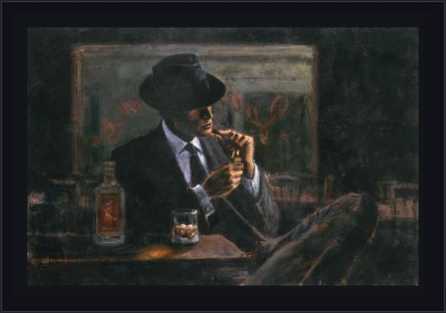 Framed Fabian Perez whiskey at las brujas painting