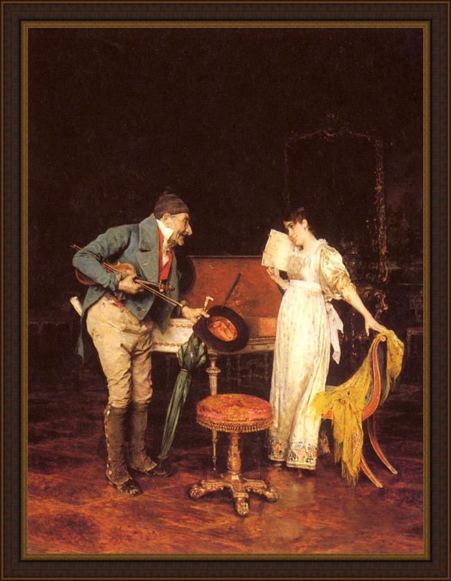 Framed Federico Andreotti the music lesson painting