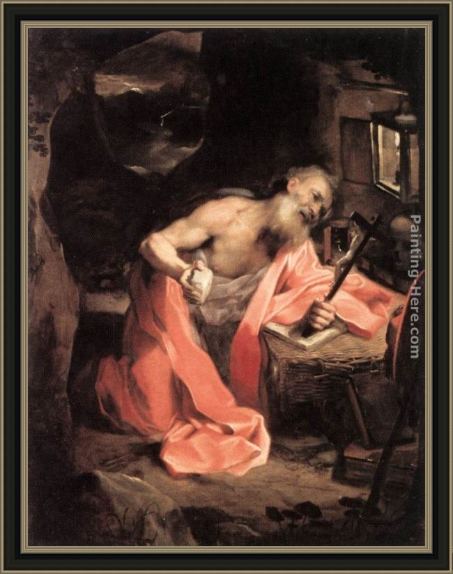 Framed Federico Fiori Barocci st jerome painting