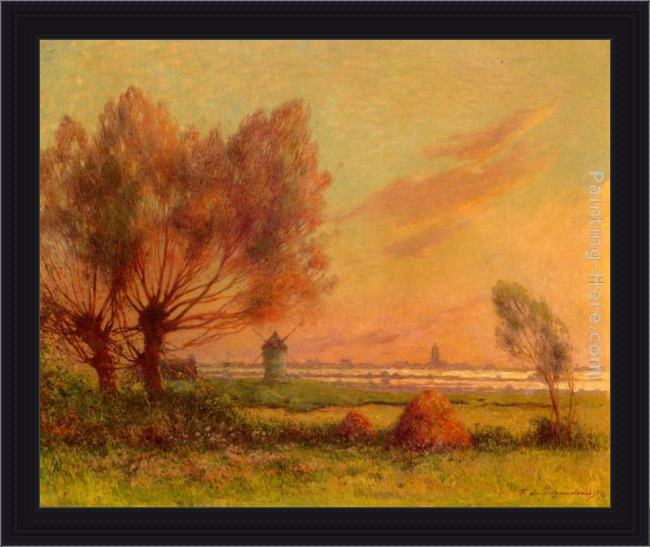 Framed Ferdinand Loyen Du Puigaudeau soleil couchant sur les marais salants painting