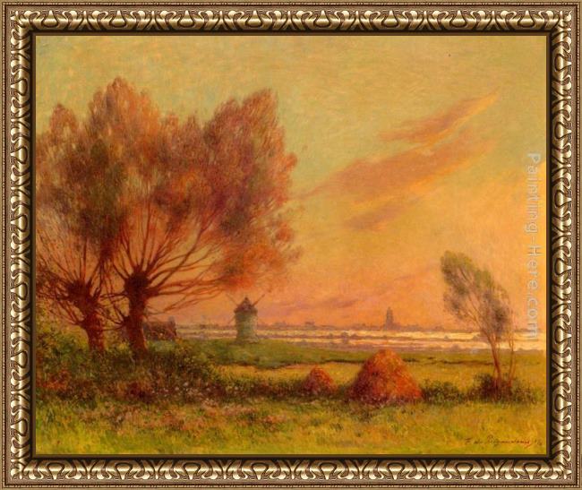 Framed Ferdinand Loyen Du Puigaudeau soleil couchant sur les marais salants painting