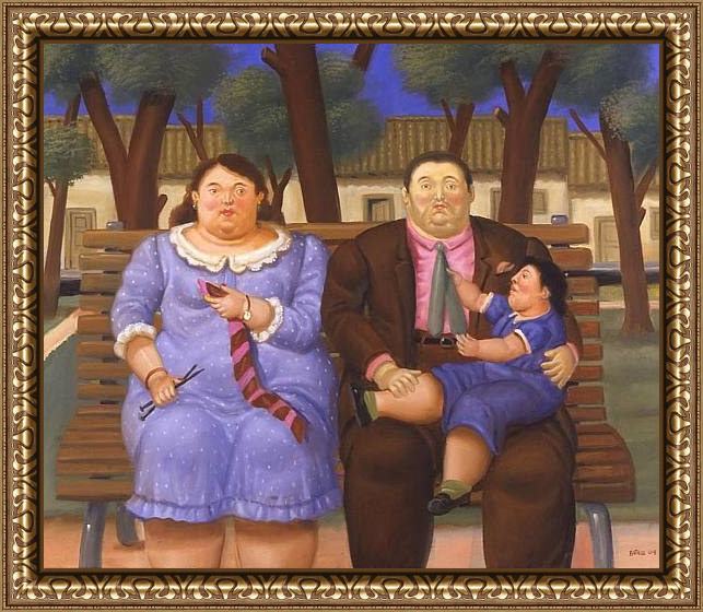 Framed Fernando Botero in the park painting