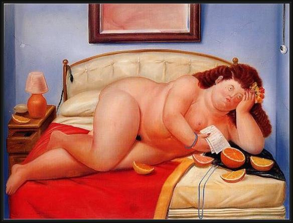 Framed Fernando Botero the letter 1976 painting
