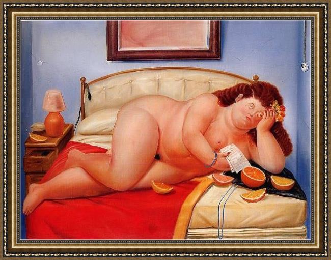 Framed Fernando Botero the letter 1976 painting