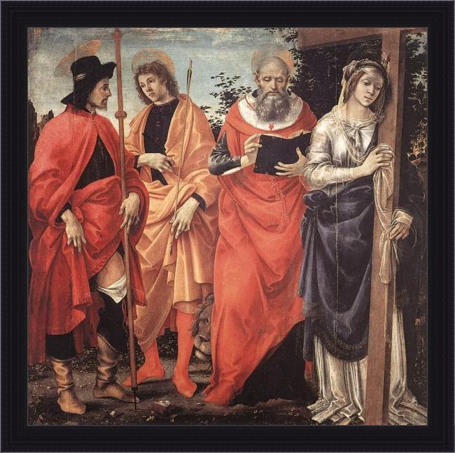 Framed Filippino Lippi four saints altarpiece painting