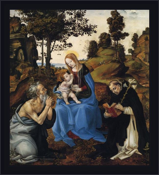 Framed Filippino Lippi the virgin and child with sts painting