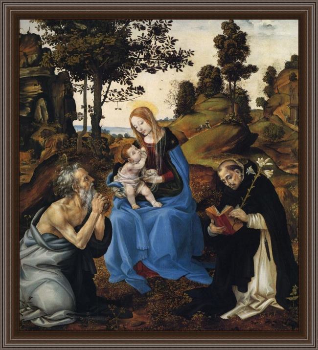 Framed Filippino Lippi the virgin and child with sts painting