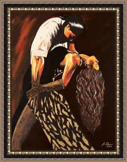 Framed Flamenco Dancer averil elaziz just tango painting