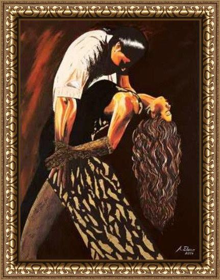 Framed Flamenco Dancer averil elaziz just tango painting