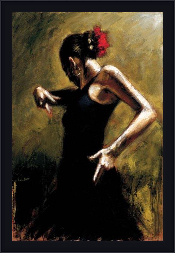 Framed Flamenco Dancer dancer in black painting