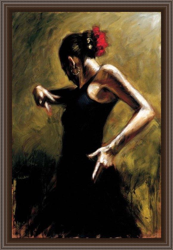 Framed Flamenco Dancer dancer in black painting