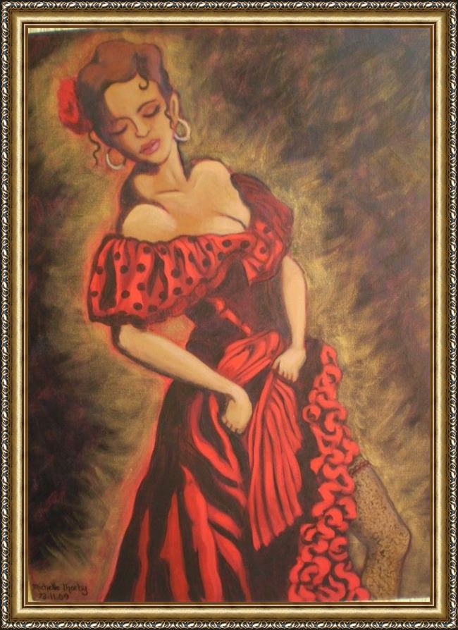 Framed Flamenco Dancer feisty flamenco painting