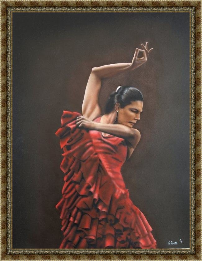 Framed Flamenco Dancer flamenco dancer 3 painting