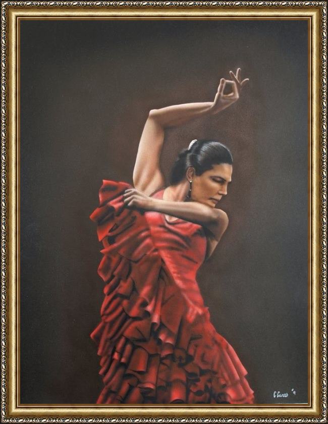 Framed Flamenco Dancer flamenco dancer 3 painting