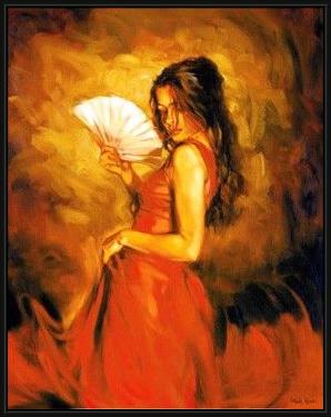 Framed Flamenco Dancer lady of spain painting