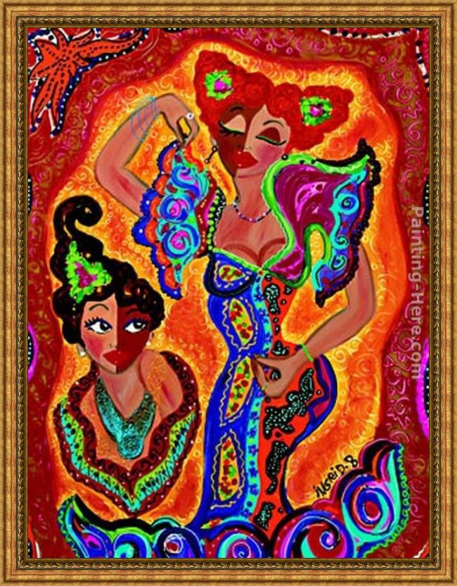 Framed Flamenco Dancer les flamencas painting