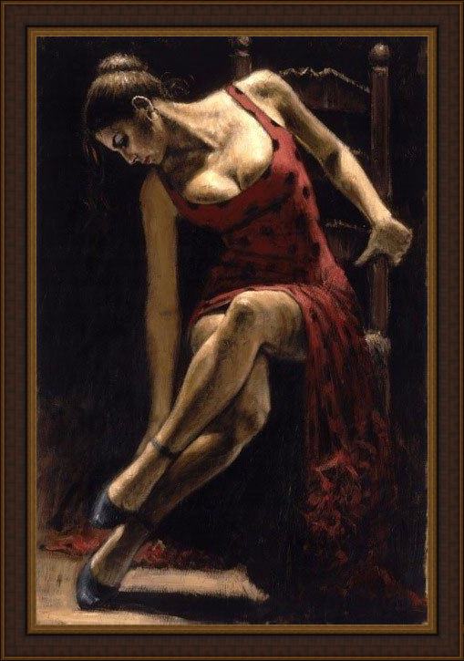 Framed Flamenco Dancer lunares negros ii painting
