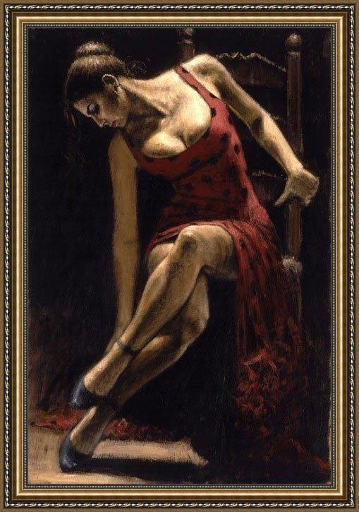 Framed Flamenco Dancer lunares negros ii painting