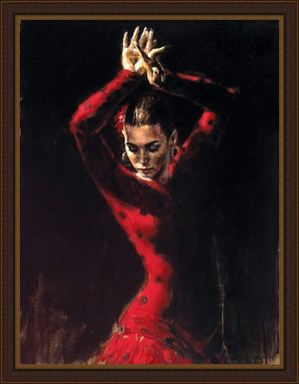 Framed Flamenco Dancer lunaresnegros ii painting
