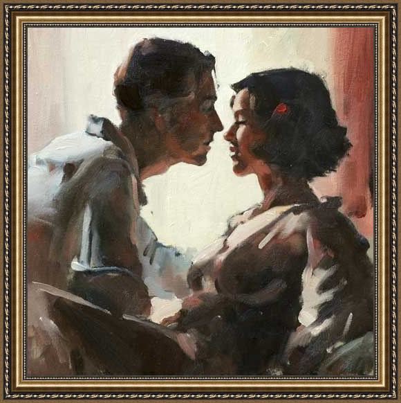 Framed Flamenco Dancer sealed with a kiss painting