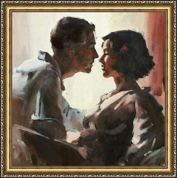 Framed Flamenco Dancer sealed with a kiss painting
