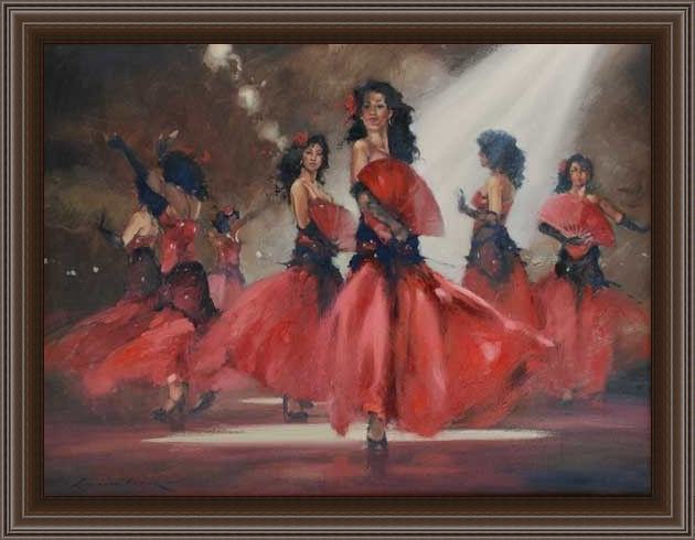 Framed Flamenco Dancer sieta hermanas painting
